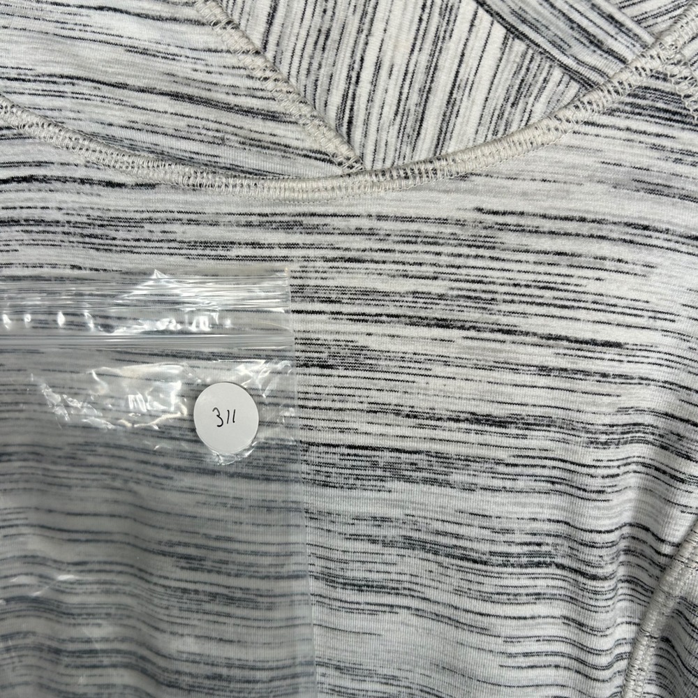 Lululemon Think Fast Hoodie Grey White Space Dye Thumbholes Size 6 Stretch - Picture 8 of 8